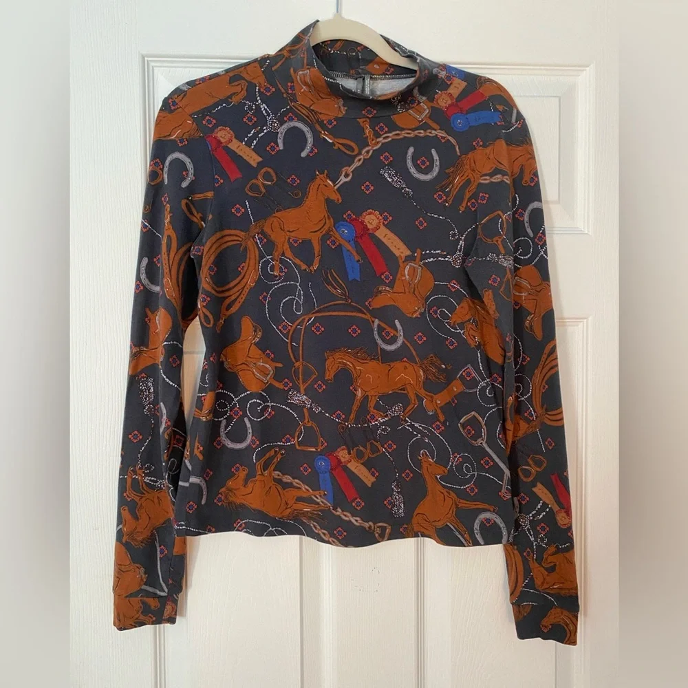 Anthropologie Horse and Horseshoe Print Top - Picture 2 of 4